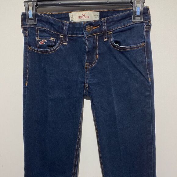 Hollister Women's Dark Wash Low Rise Zip Fly Skinny Jeans W24 L31 - Picture 1 of 7